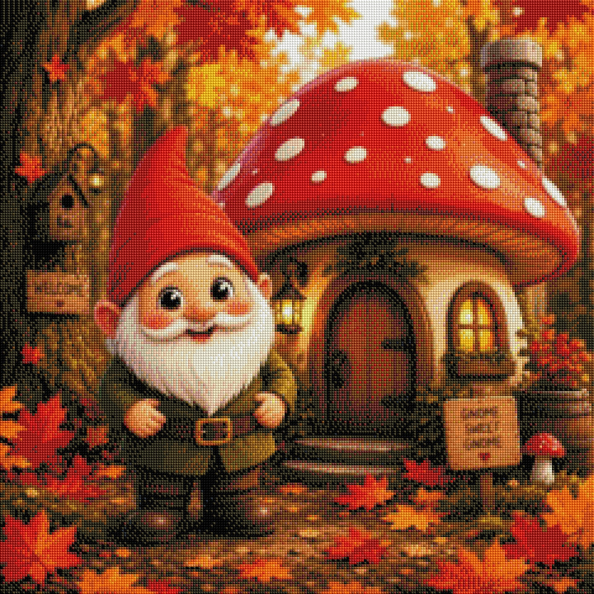 Zauberhaftes Pilzhaus – Diamond Painting 60 × 60 cm