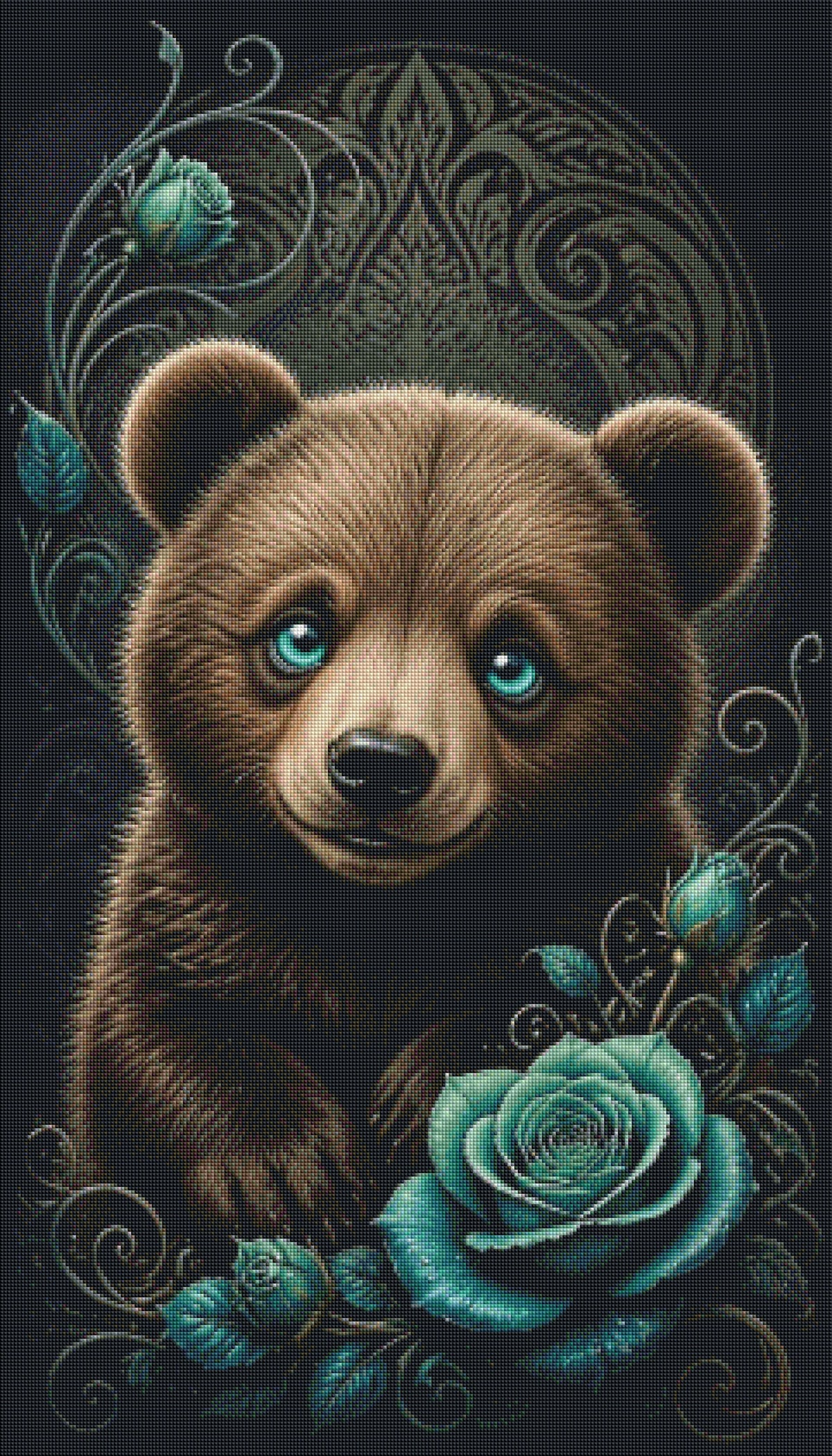 Bärentraum in Türkis – Diamond Painting 60 × 105 cm