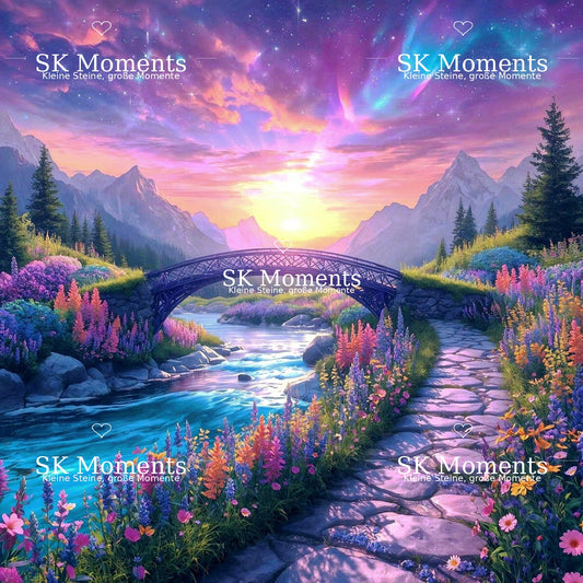 Brücke des Glücks – Diamond Painting 70 × 70 cm mit SK Moments Wasserzeichen