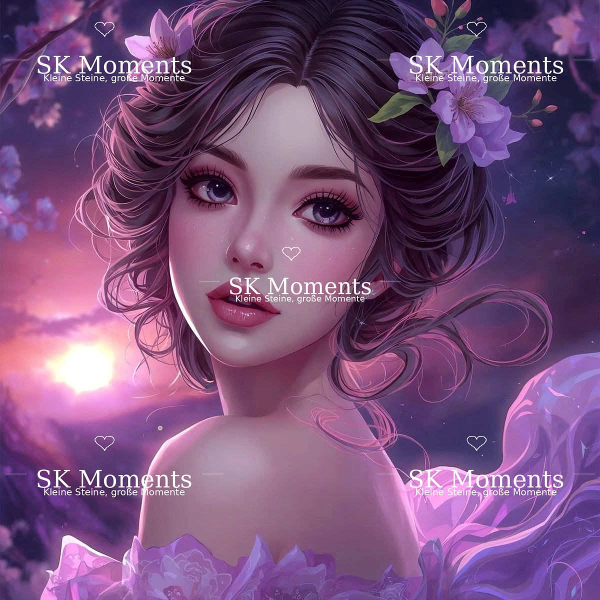 Purple Love – Diamond Painting 60 × 60 cm mit SK Moments Wasserzeichen