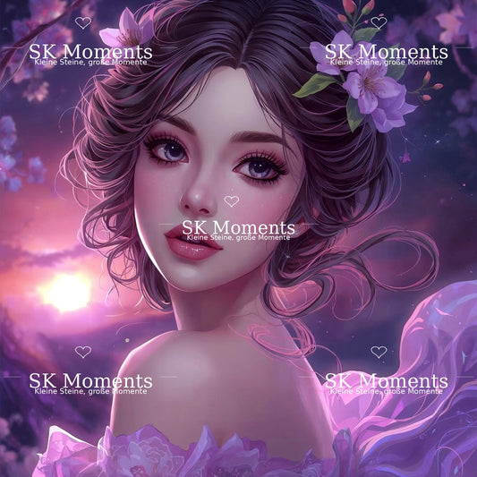Purple Love – Diamond Painting 60 × 60 cm mit SK Moments Wasserzeichen