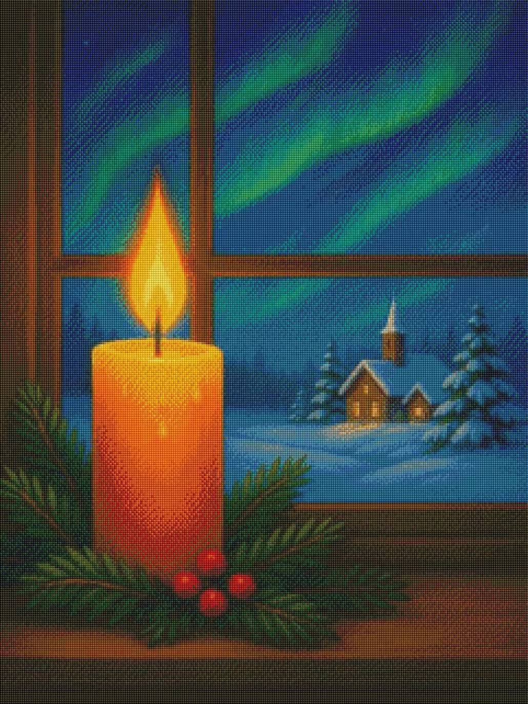 Winterlicht am Fenster- Diamond Painting Kit - AI Artwork by SK Moments 60x80cm (eckige Steine)