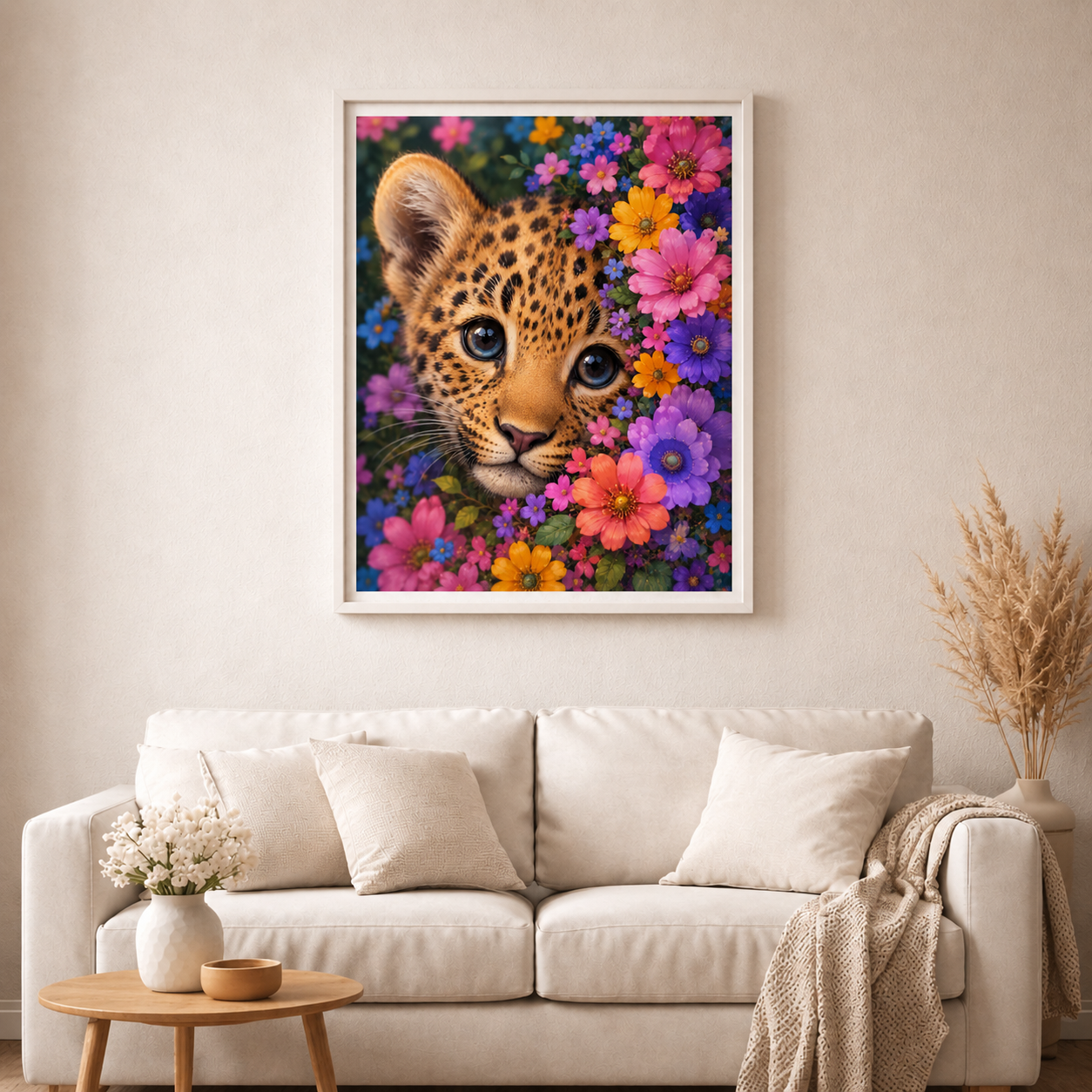 Kleiner Leopardentraum - Diamond Painting Kit - Artwork by tiki_DIAMONDS.ai 50x65 cm (eckige Steine)