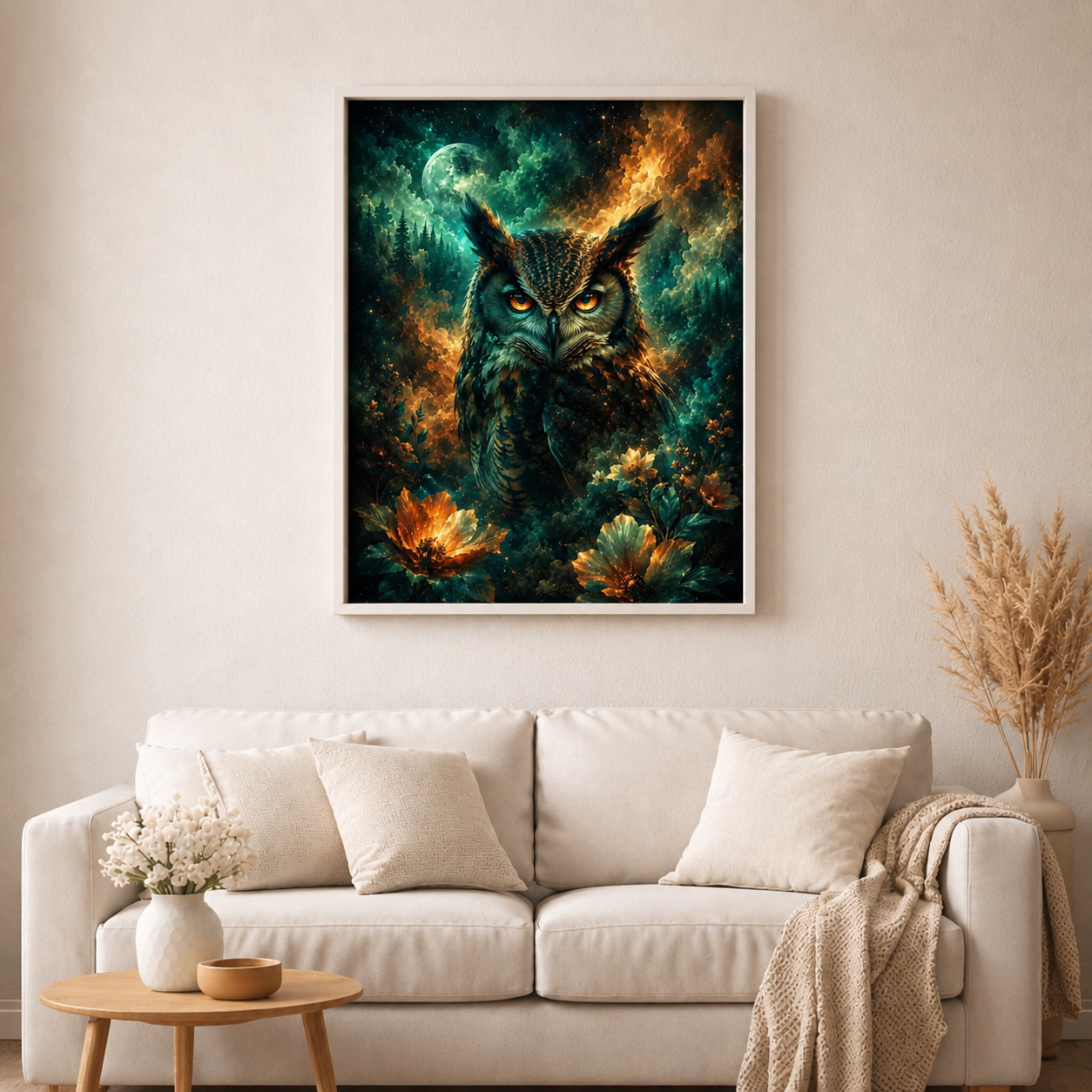 Goldene Augen der Nacht - Diamond Painting Kit - Artwork by tiki_DIAMONDS.ai 60x80 cm (eckige Steine)