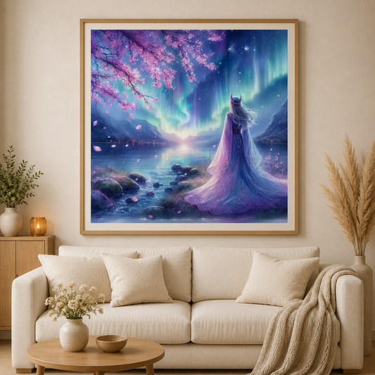 Mondnacht am Kristallsee - Diamond Painting Kit - Artwork by saroux_draw