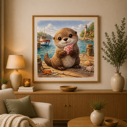 Small Sea Otter 50x50cm Square Drills - Diamond Painting Kit - Artwork by Farbenzauberwelt