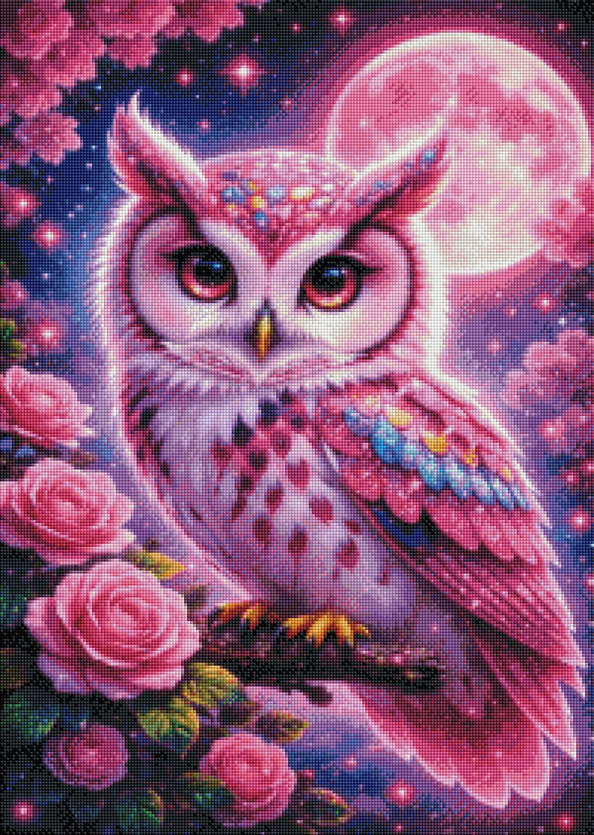 Rosaluna die Sternenwächterin - Diamond Painting Kit - AI Artwork by SK Moments 50x70cm (eckige Steine)