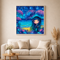 Sternenschirme am Meer mit 100 Farben - Diamond Painting Kit -  Artwork by shiny_unicorn.ai 80x80cm (eckige Steine)