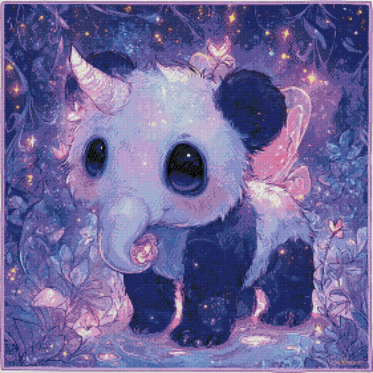 Lunaris - Das Panda Einhorn - Diamond Painting Kit -  Artwork by shiny_unicorn.ai 70x70cm (eckige Steine)