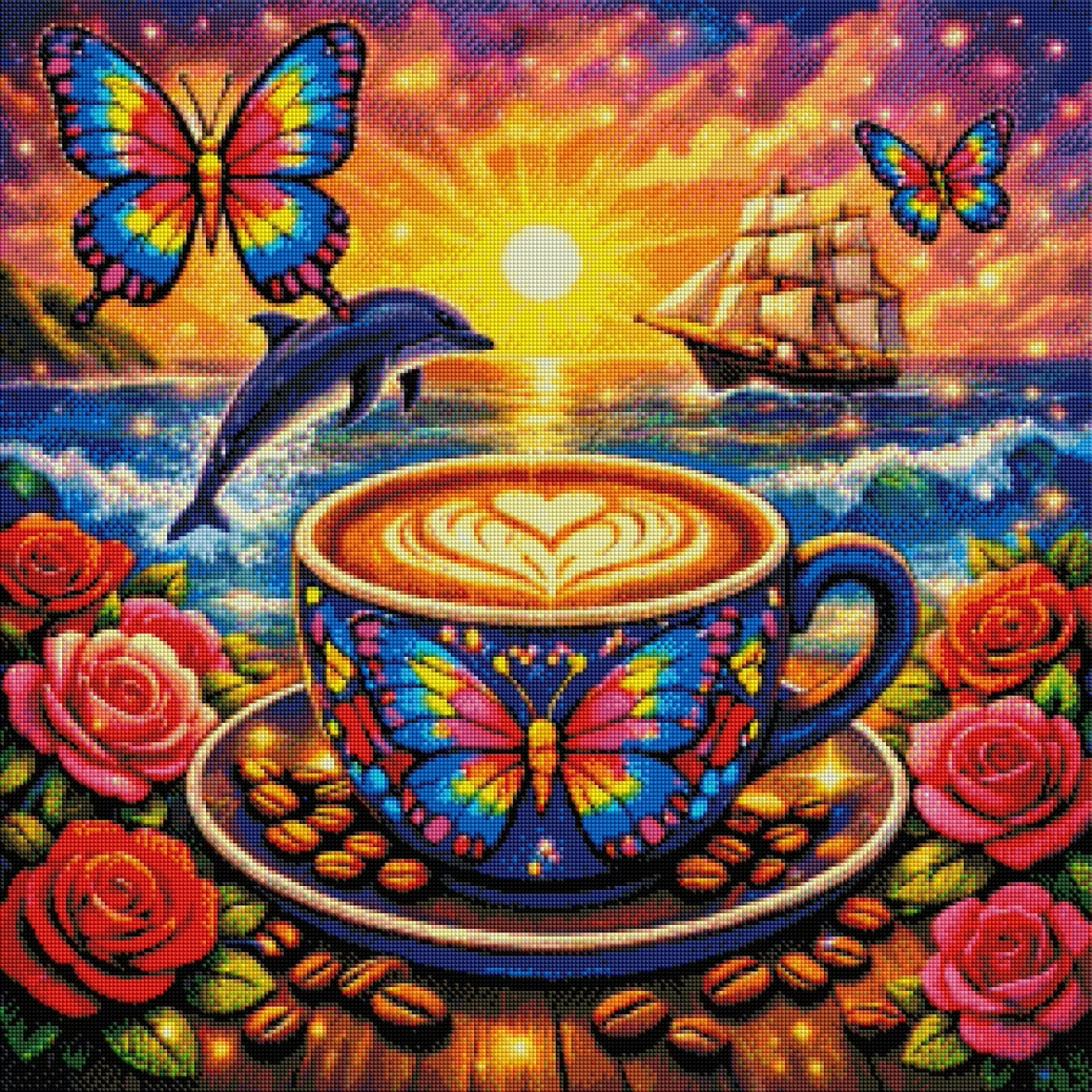 Sonnenzauber - Diamond Painting Kit - AI Artwork by  SK Moments 70x70cm (eckige Steine)
