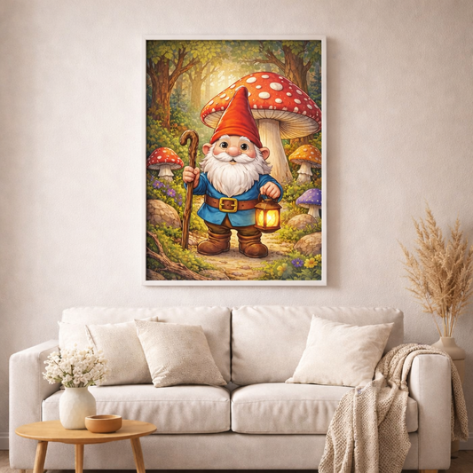 Der kleine Pilzwanderer - Diamond Painting Kit - AI Artwork by Planetenparty 50x70cm (eckige Steine)