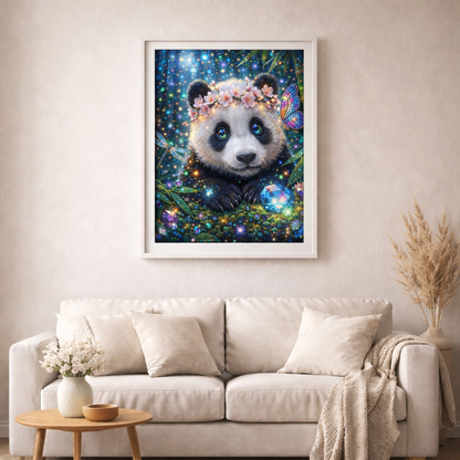 Funkelnder Panda - Diamond Painting Kit - AI Artwork by SK Moments 50x50cm (eckige Steine)