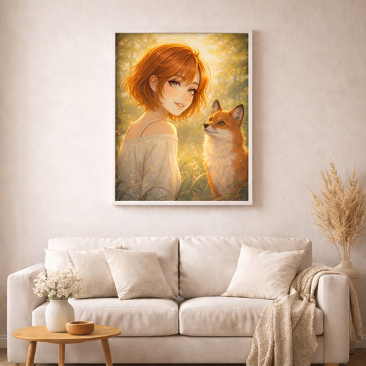 Seelenlicht im Wald - Diamond Painting Kit - AI Artwork by Farbenzauberwelt 50x50cm (eckige Steine)