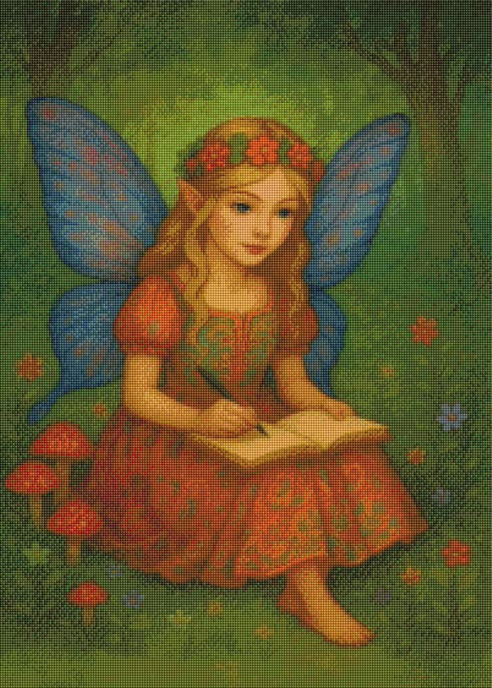 Die Tagebuch Fee - Diamond Painting Kit - AI Artwork by SK Moments 50x70cm (eckige Steine)