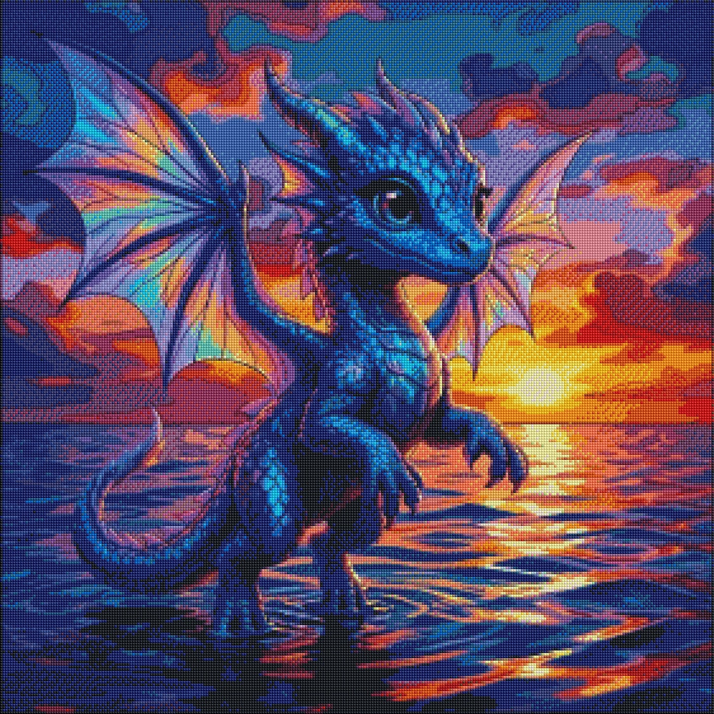 Der Wächter des Kristallsees - Diamond Painting Kit - AI Artwork by  SK Moments 70x70cm (eckige Steine)