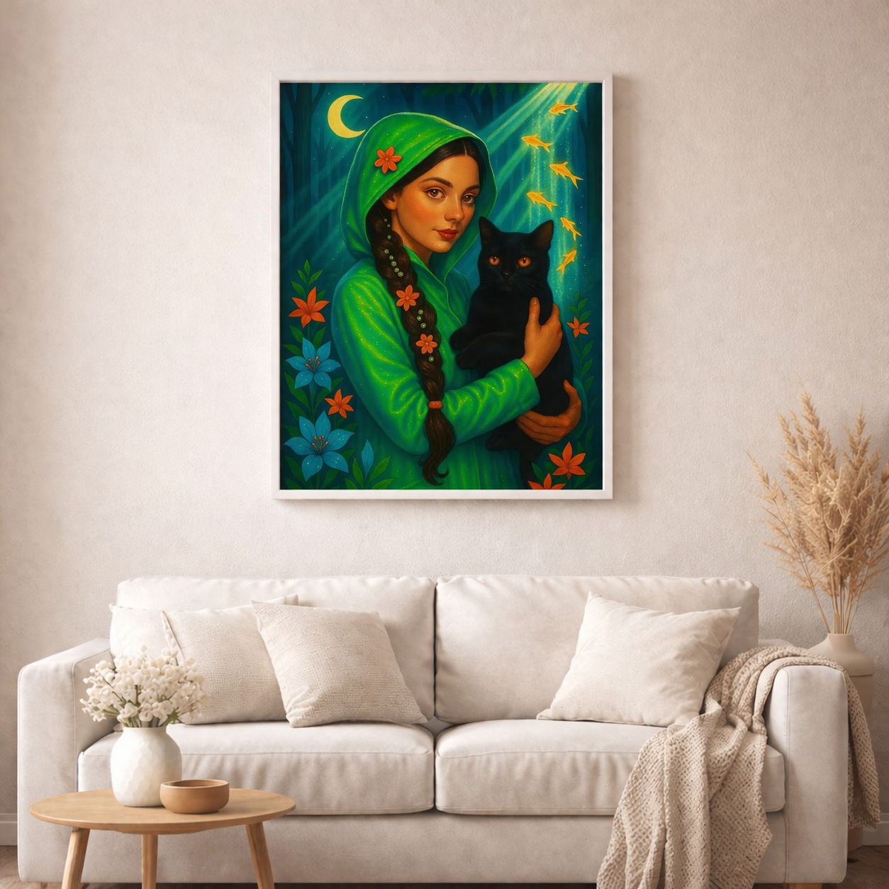Smaragdnebel & Katzenaugen - Diamond Painting Kit - AI Artwork by SK Moments 60x80cm (eckige Steine)
