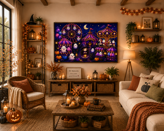 Zauberhafter Geisterjahrmarkt  - Diamond Painting Kit | 90*60 cm | 80 DMC-Farben | Artwork by SK Moments