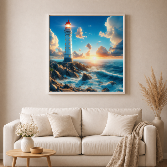 Licht am Horizont - Diamond Painting Kit - AI Artwork by Silvia-ki 60x60cm (eckige Steine)