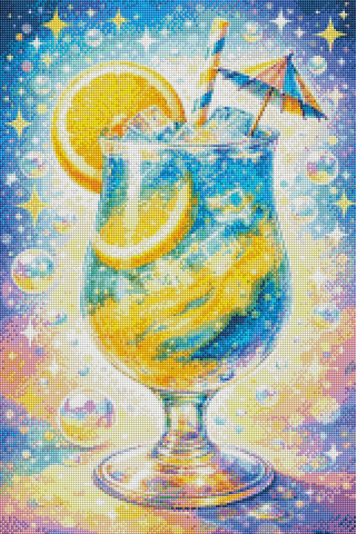 Zitronencocktail - Diamond Painting Kit - AI Artwork by Planetenparty 40x60cm (eckige Steine)