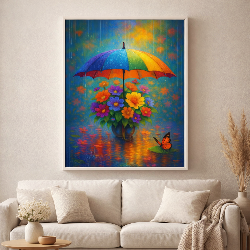Magischer Regenschirm - Diamond Painting Kit - AI Artwork by SK Moments 50x65cm (eckige Steine)