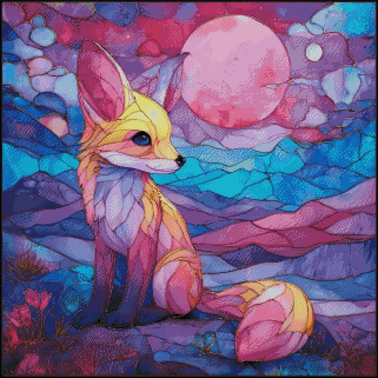 Traumfuchs Lunaria mit 100 Farben - Diamond Painting Kit -  Artwork by shiny_unicorn.ai 80x80cm (eckige Steine)