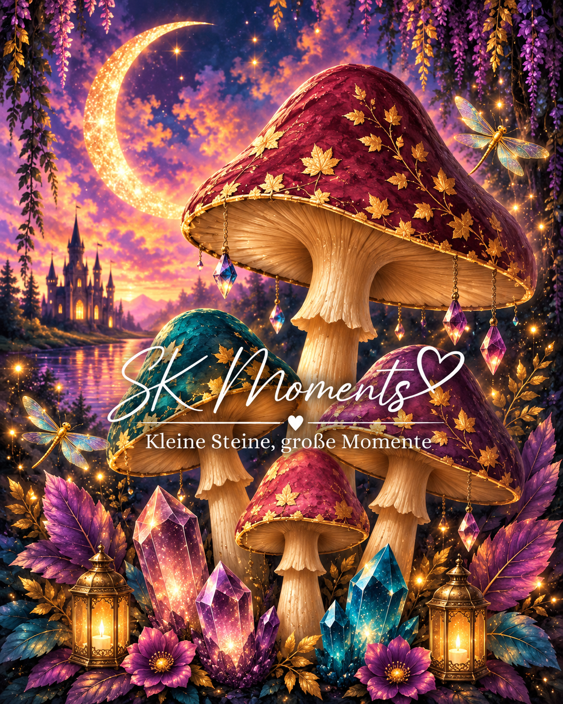 Mondscheinzauber im Pilzwald – Diamond Painting 60 × 80 cm