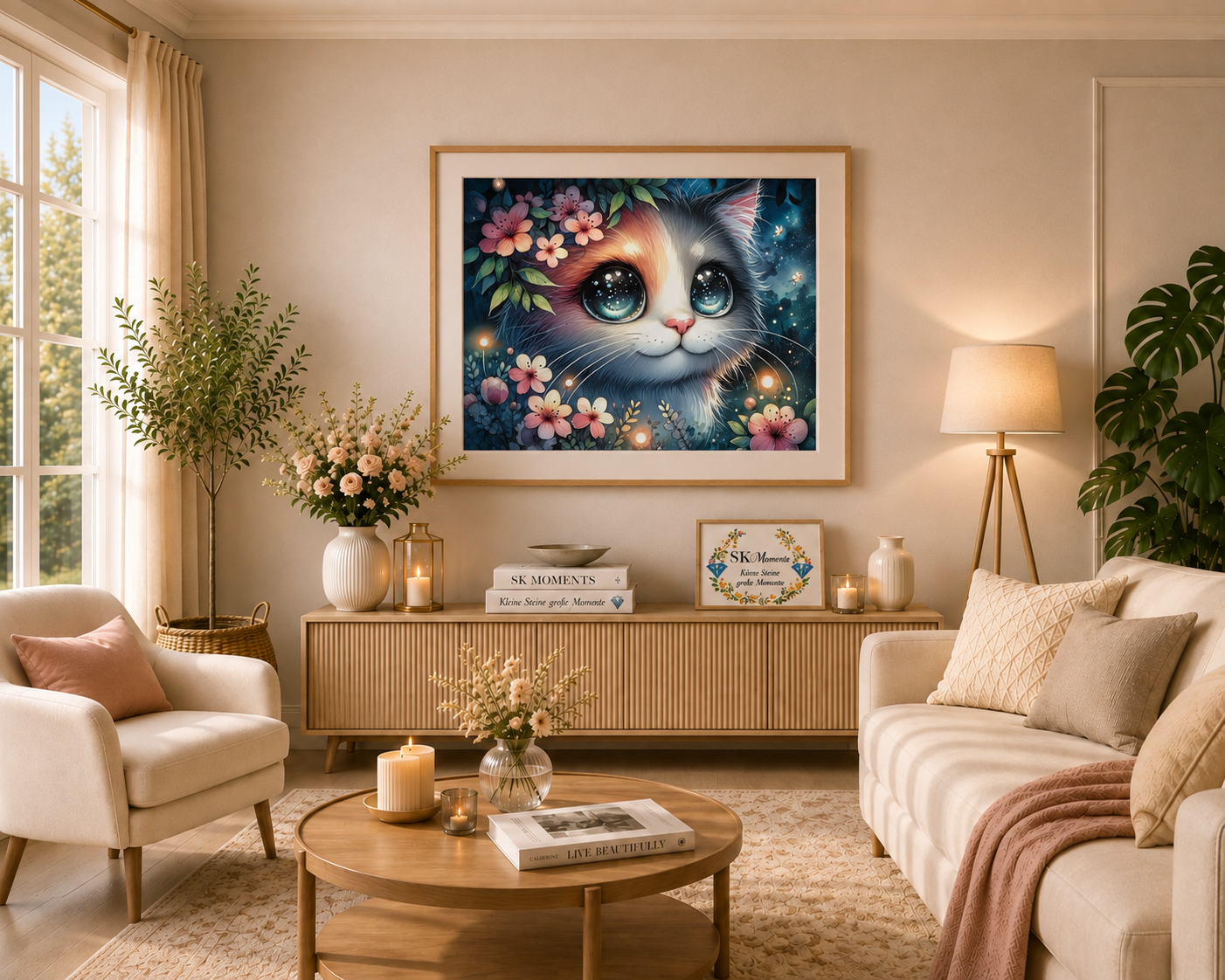 Stargazing Kitten – Diamond Painting Kit | 62*50 cm | 58 DMC Colors | Artwork by tiki_DIAMONDS.ai