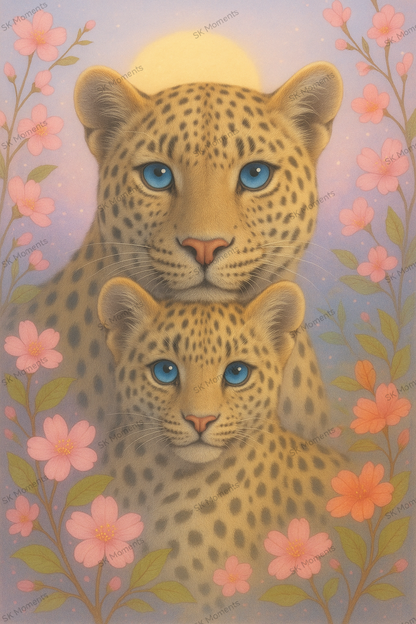 Liora und Naru - Die Wächter des Lichts Frühlingsbild (50x70cm, eckige Harzsteine)