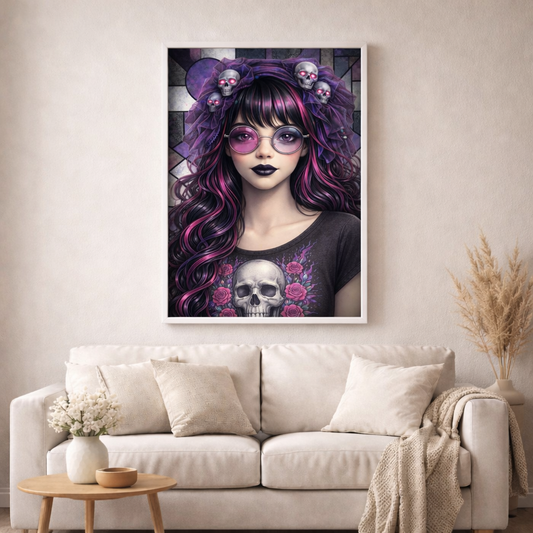 Purple Gothic - Diamond Painting Kit - AI Artwork by Planetenparty 50x70cm (eckige Steine)