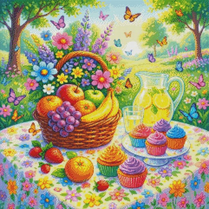 Frühlingszauber am Bachlauf - Diamond Painting Kit - AI Artwork by SK Moments 60x60cm (eckige Steine)