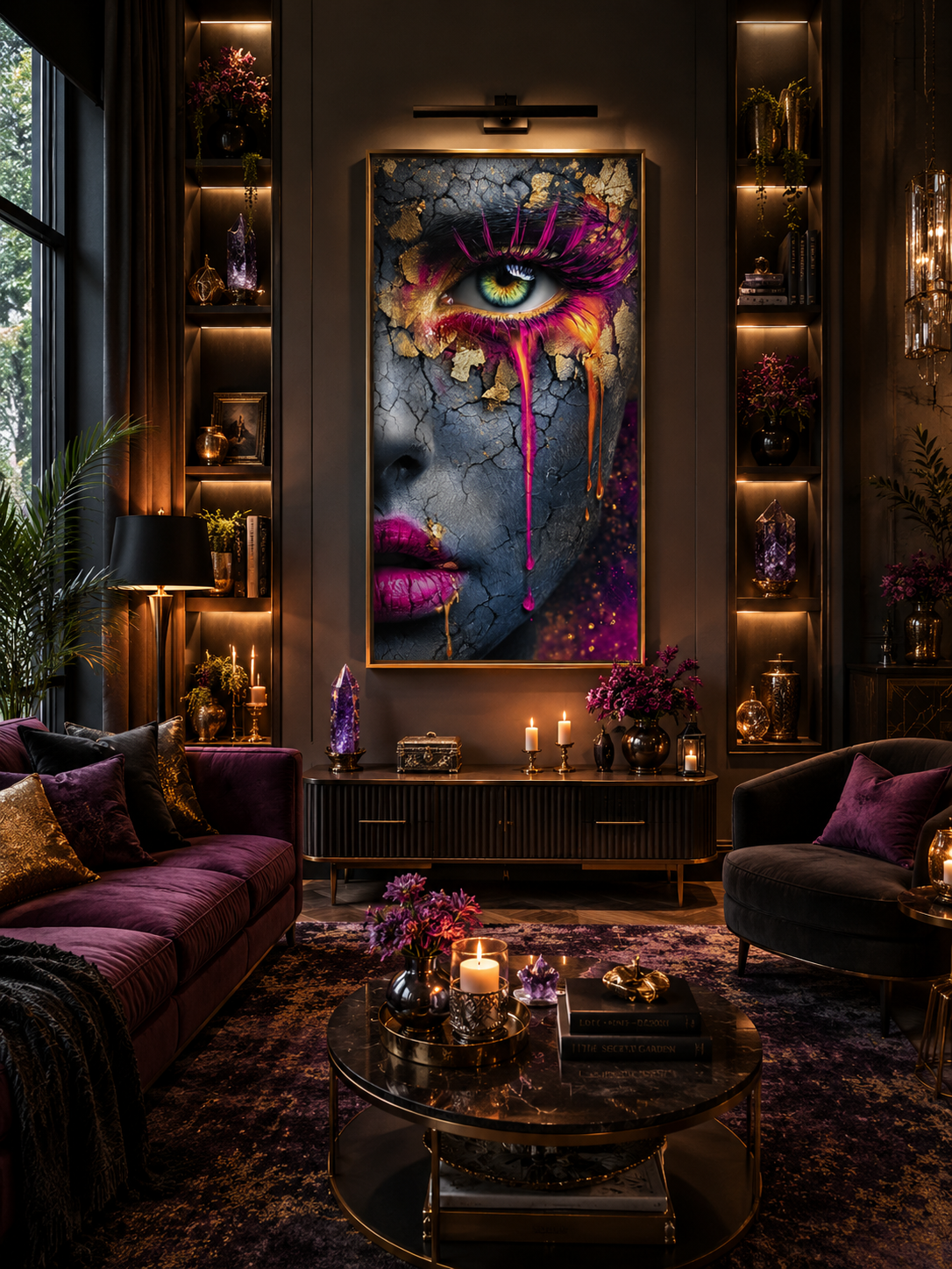 Goldene Tränen  - Diamond Painting Kit | 50*80 cm | 120 DMC-Farben | Artwork by Anny_Ai