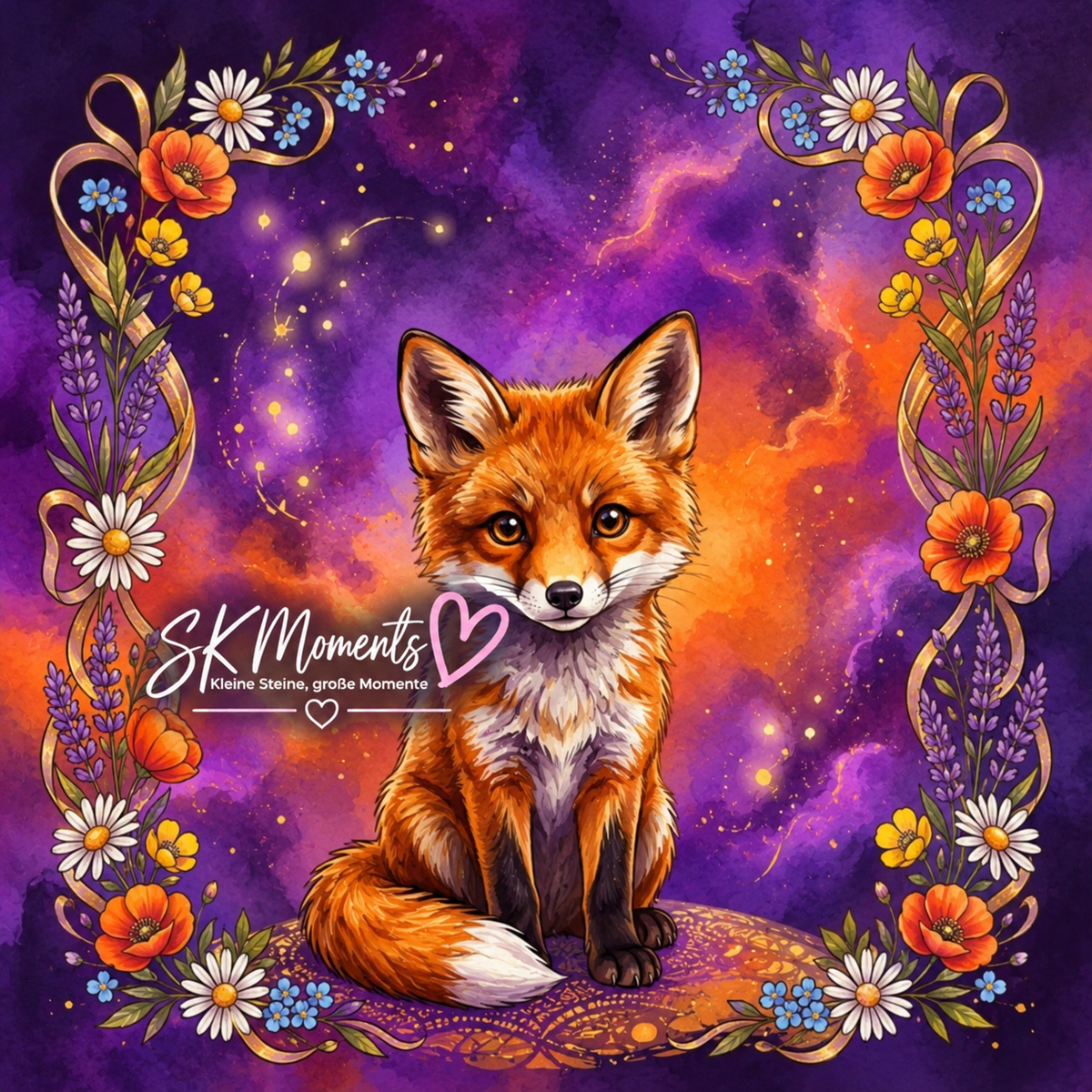Fuchs im Blütenzauber – Diamond Painting 60 × 60 cm