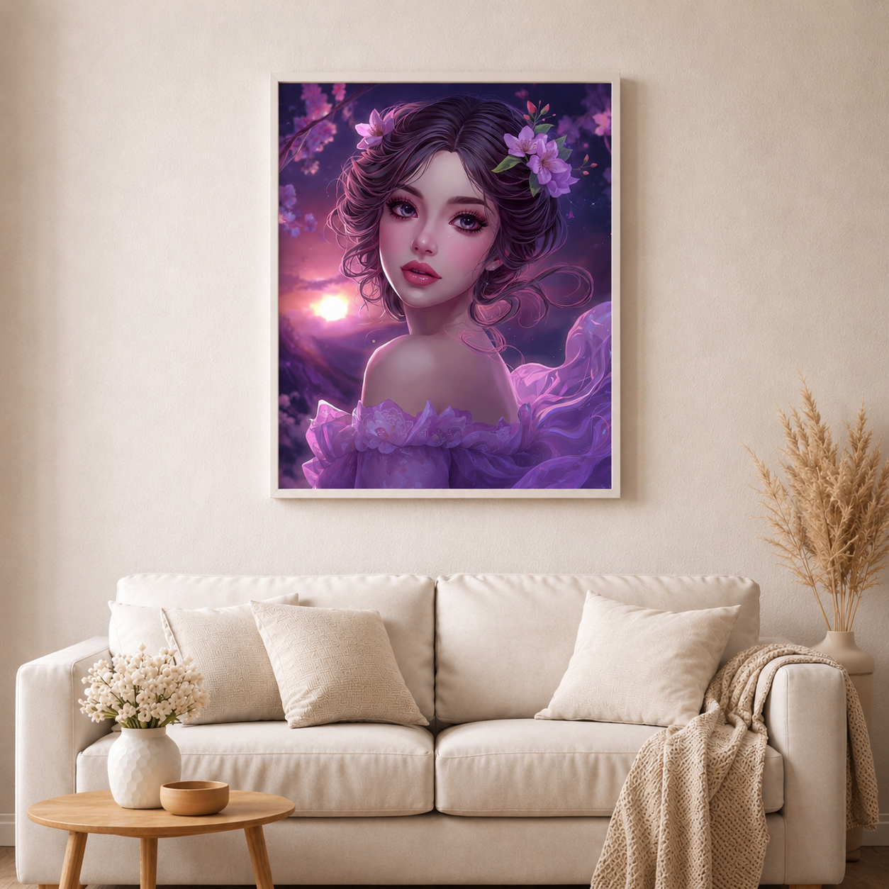 Purple Love - Diamond Painting Kit - KI Artwork by Tina Diamonds 60x60cm cm (eckige Steine)