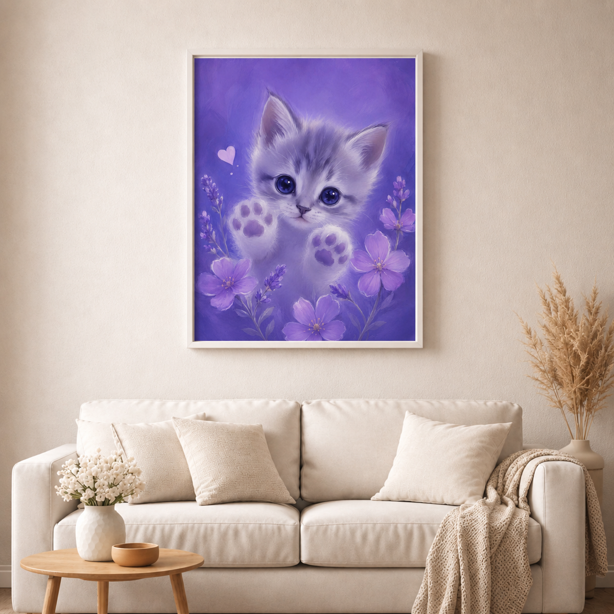 Lavendelpfötchen - Diamond Painting Kit - Artwork by tiki_DIAMONDS.ai 50x60 cm (eckige Steine)