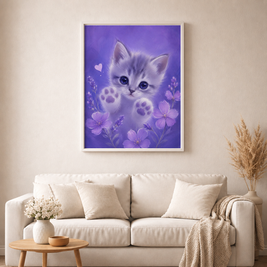Lavendelpfötchen - Diamond Painting Kit - Artwork by tiki_DIAMONDS.ai 50x60 cm (eckige Steine)