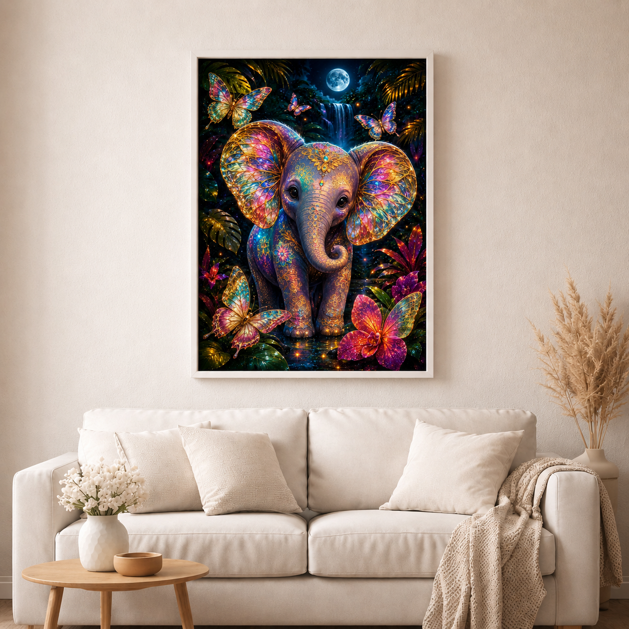 Das leuchtende Dschungelherz - Diamond Painting Kit - AI Artwork by SK Moments 70x100cm (eckige Steine)