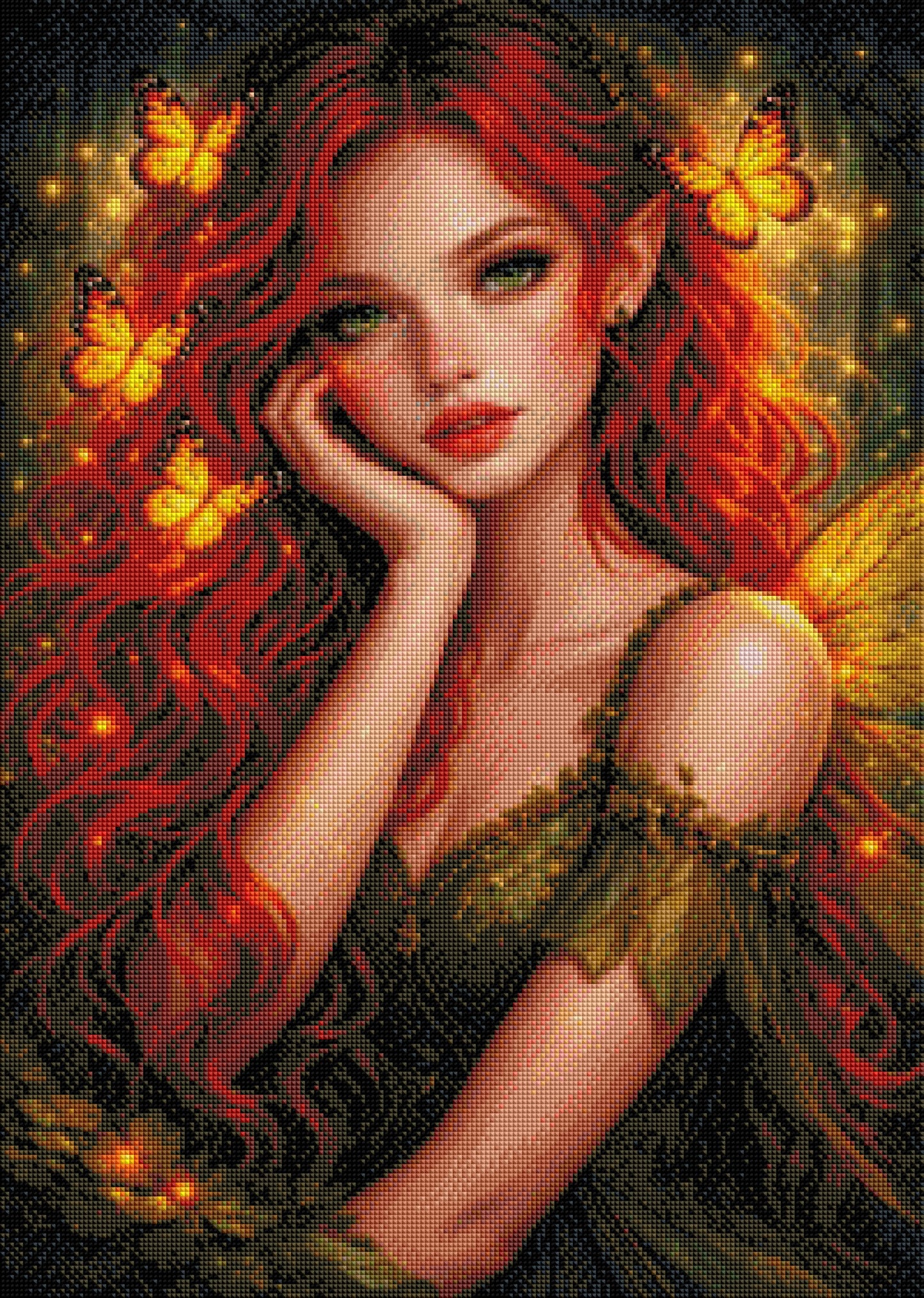 Flamme des Zauberwaldes - Diamond Painting Kit - AI Artwork by Farbenzauberwelt 50x70cm (eckige Steine)