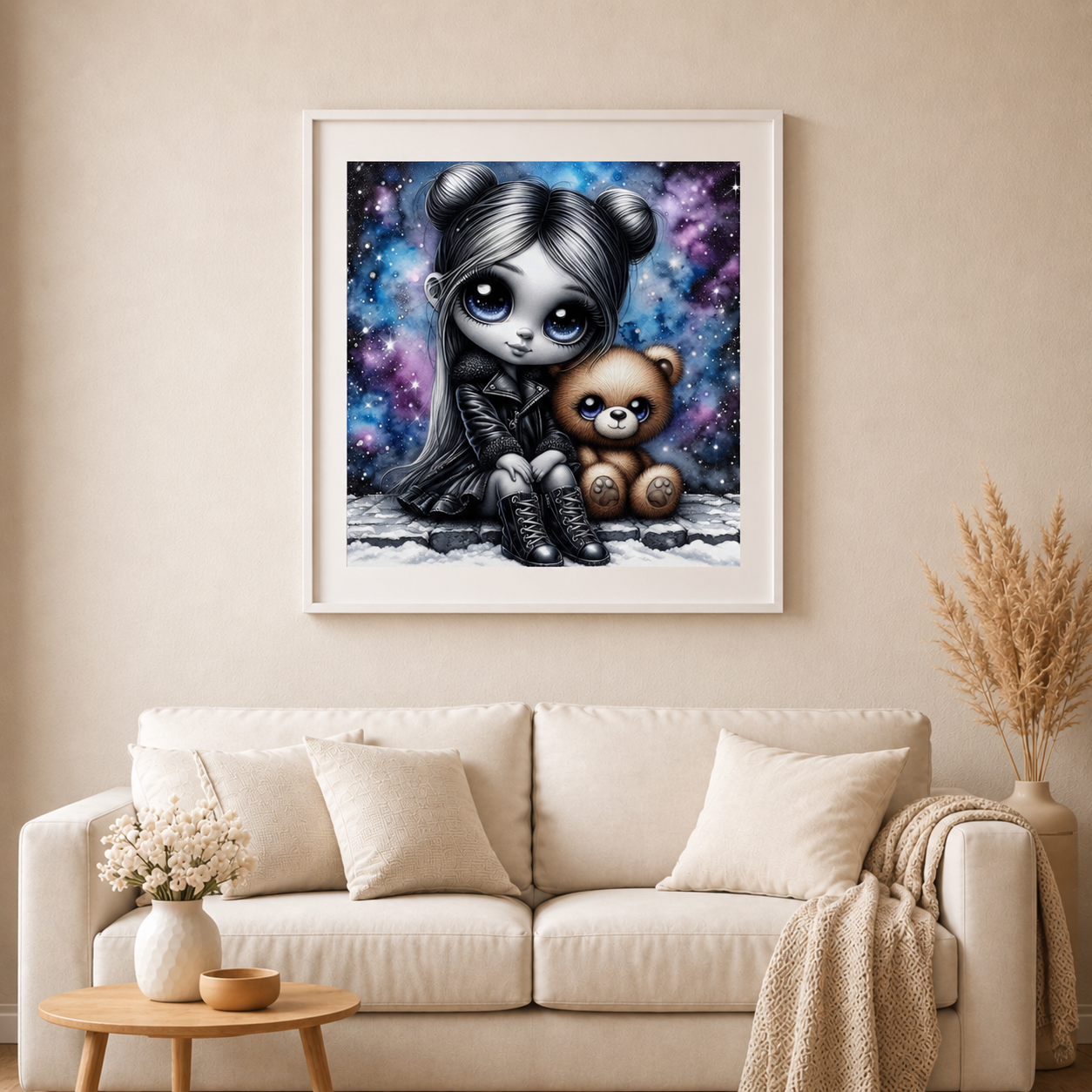 Kleine Sternenzauberin mit 100 Farben  - Diamond Painting Kit - AI Artwork by Glitzerkrümel 60x60cm (eckige Steine)