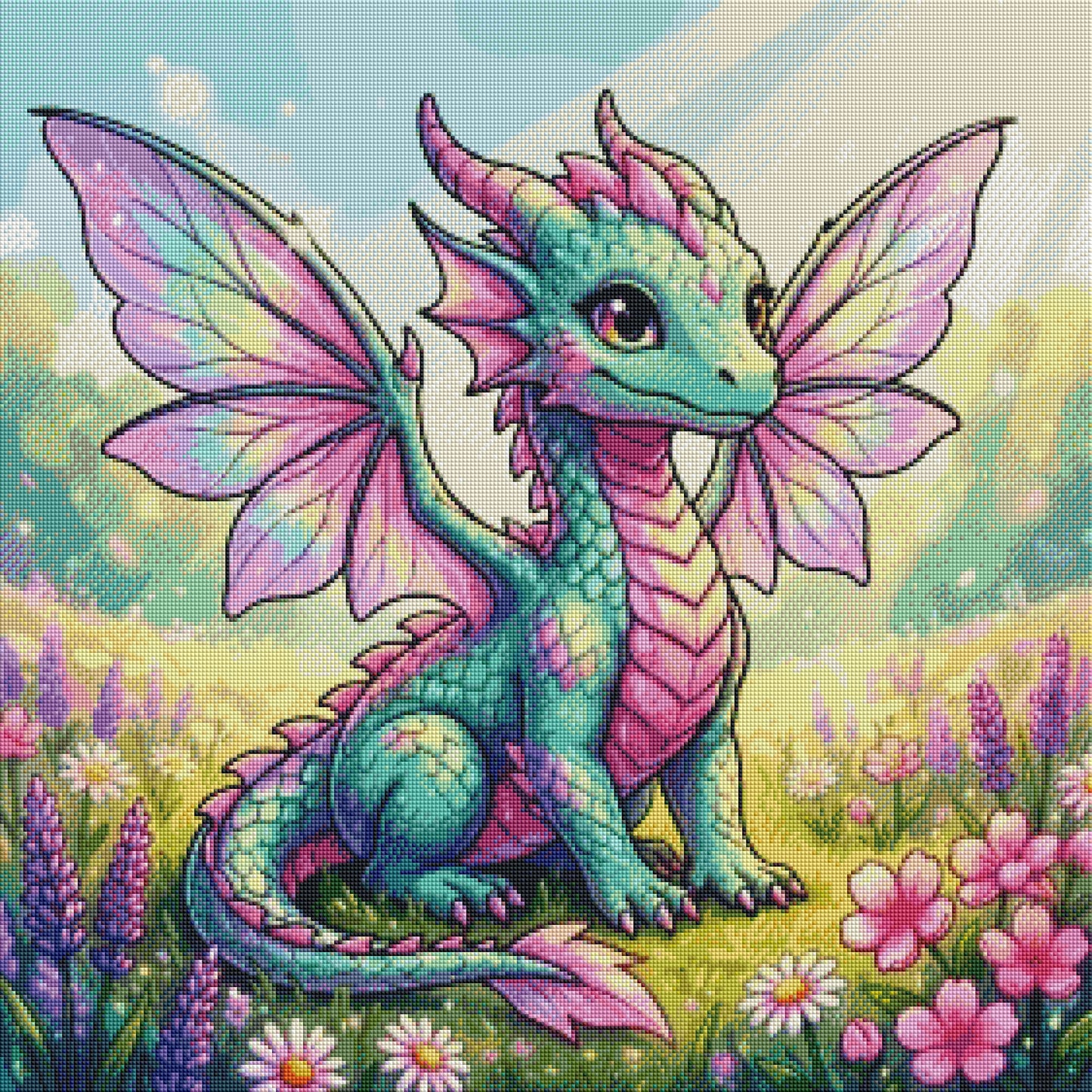 Der Blütenflügel Prinz - Diamond Painting Kit - AI Artwork by  SK Moments 70x70cm (eckige Steine)