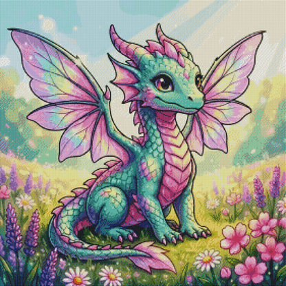 Der Blütenflügel Prinz - Diamond Painting Kit - AI Artwork by  SK Moments 70x70cm (eckige Steine)