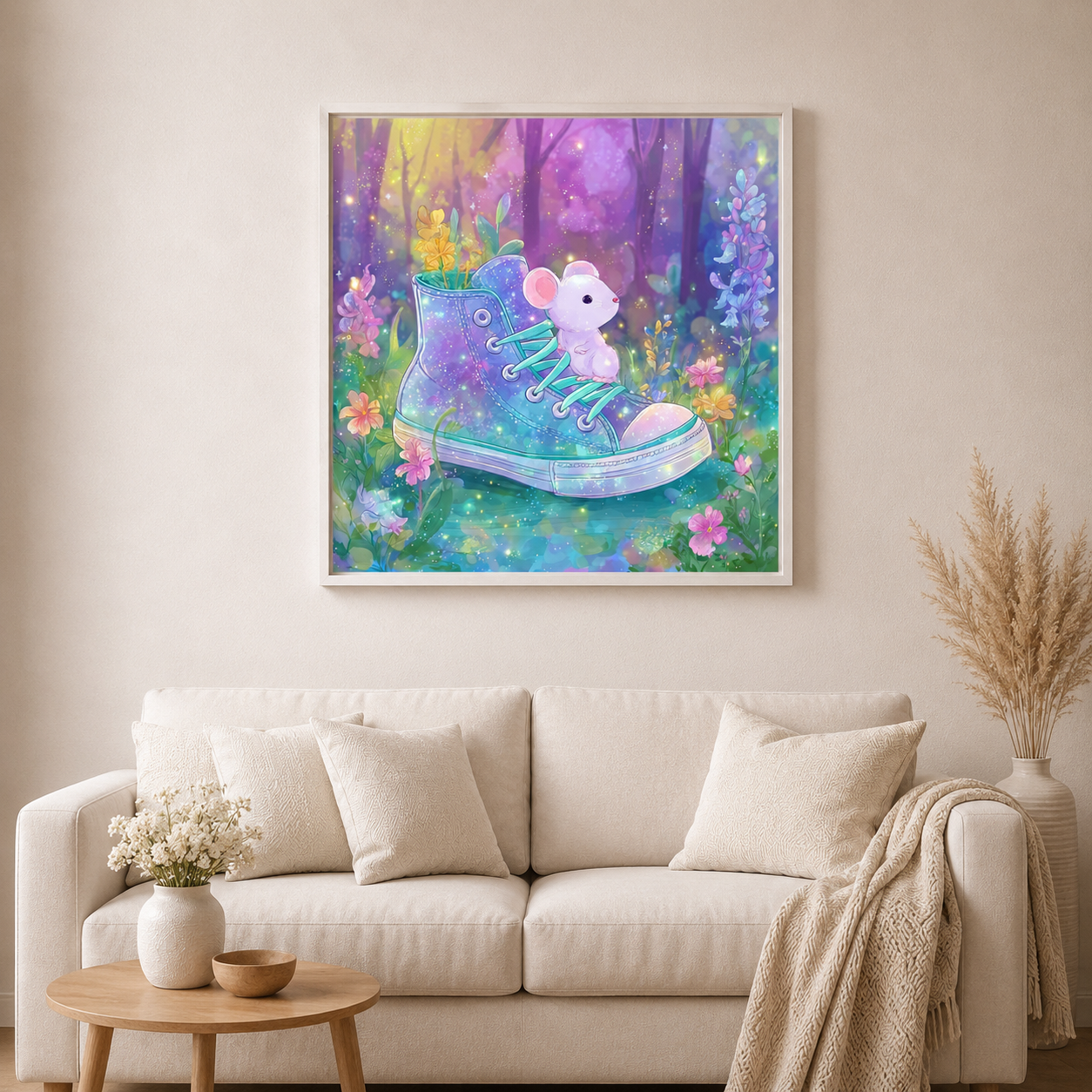 Die kleine Waldmaus - Diamond Painting Kit -  Artwork by shiny_unicorn.ai 70x70cm (eckige Steine)