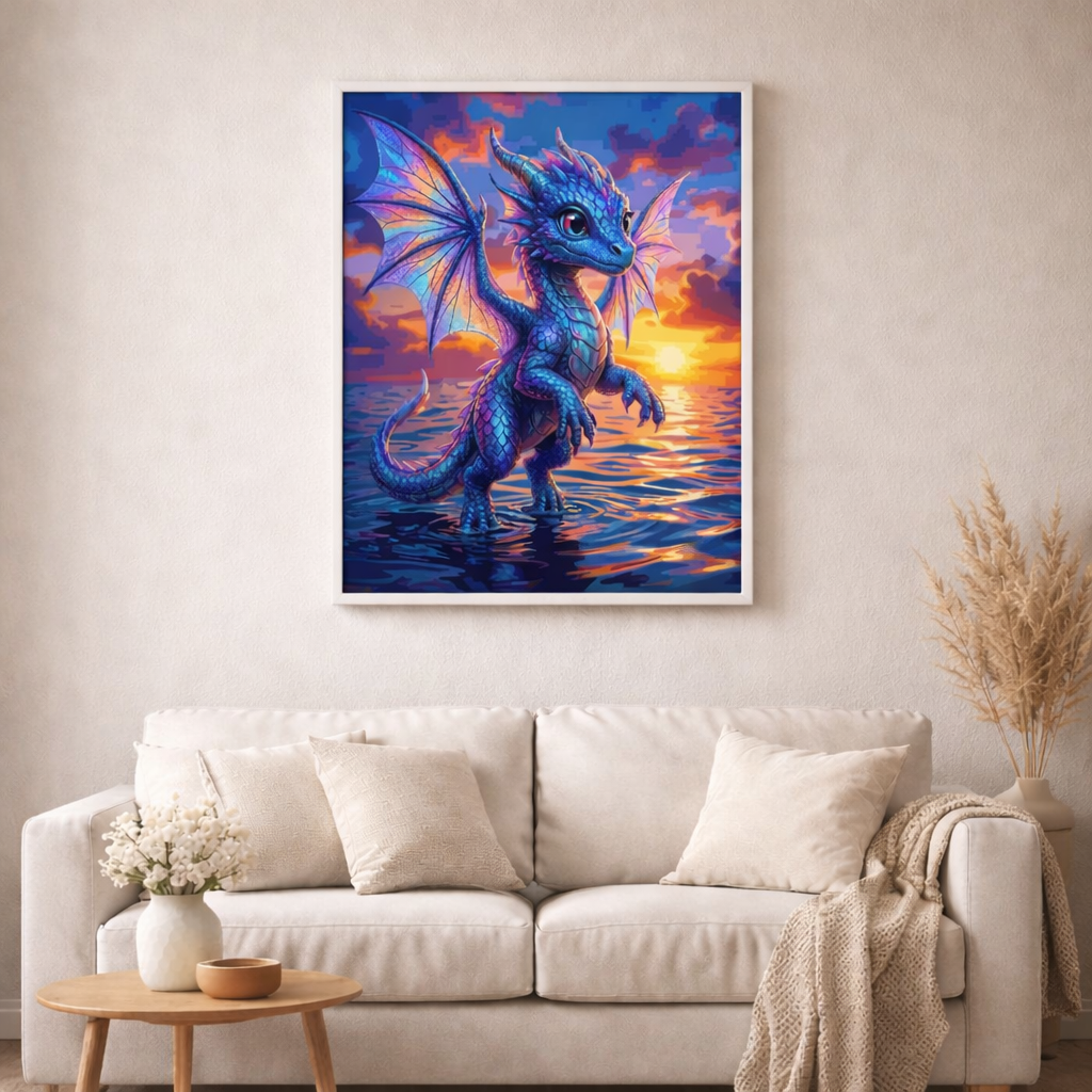 Der Wächter des Kristallsees - Diamond Painting Kit - AI Artwork by  SK Moments 70x70cm (eckige Steine)
