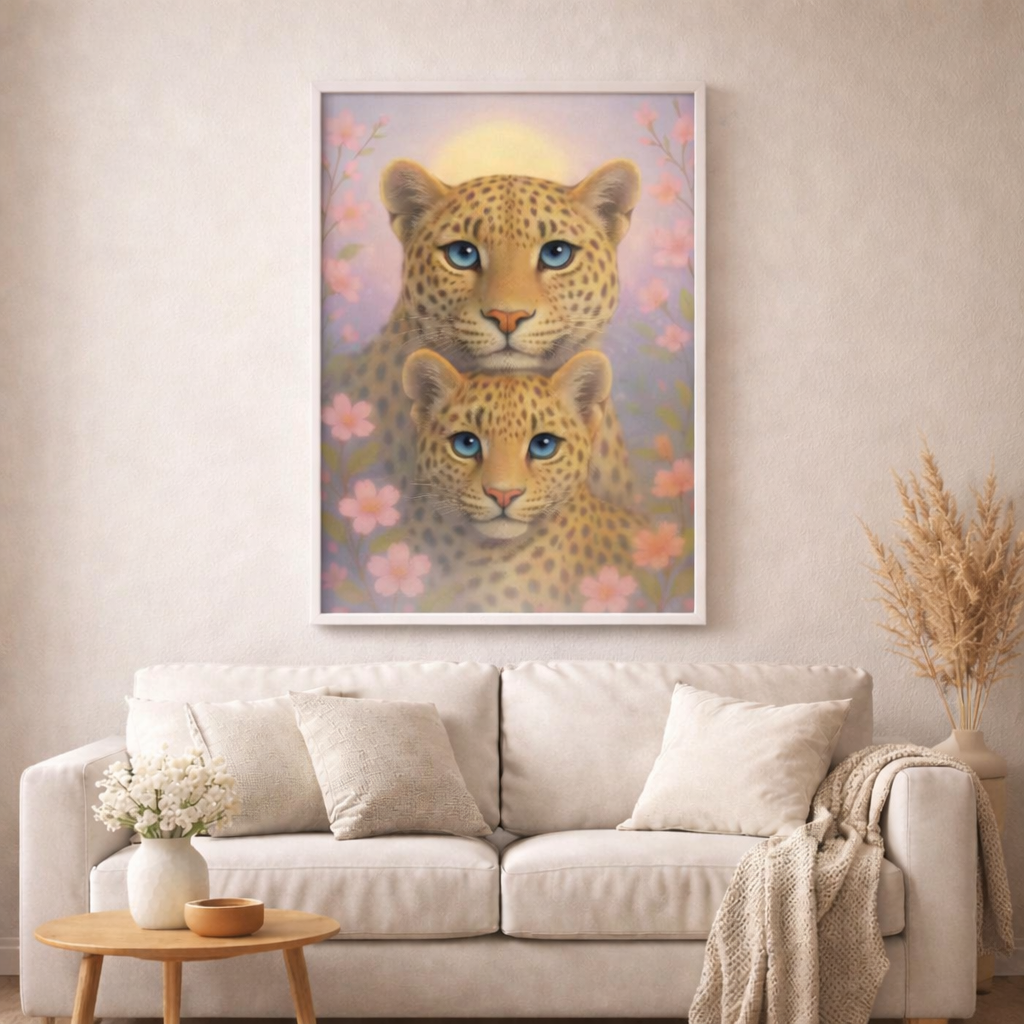 Liora und Naru - Die Wächter des Lichts Frühlingsbild - Diamond Painting Kit - AI Artwork by SK Moments 50x70cm (eckige Steine)