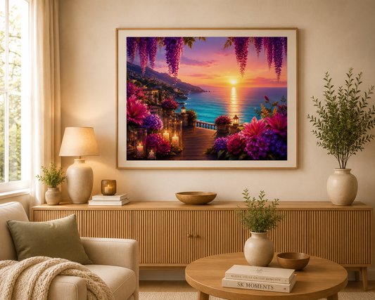 Lavender Dreams by the Turquoise Sea - Diamond Painting Kit | 100*80 cm | 100 DMC Colors | Artwork by SK Moments