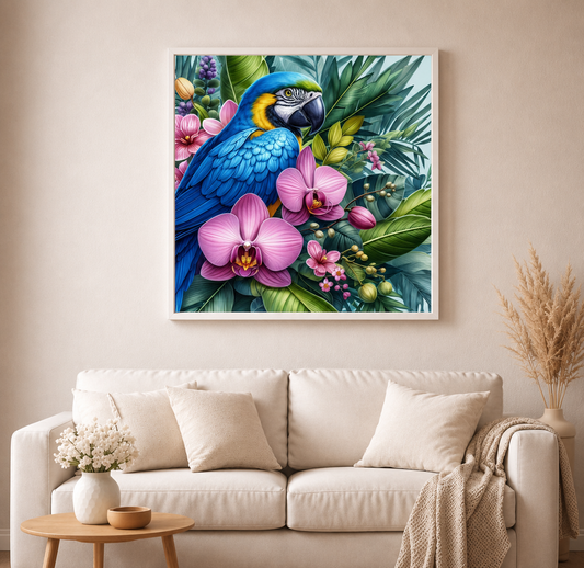 Orchideen-Paradies - Diamond Painting Kit - AI Artwork by Silvia-ki 60x60cm (eckige Steine)
