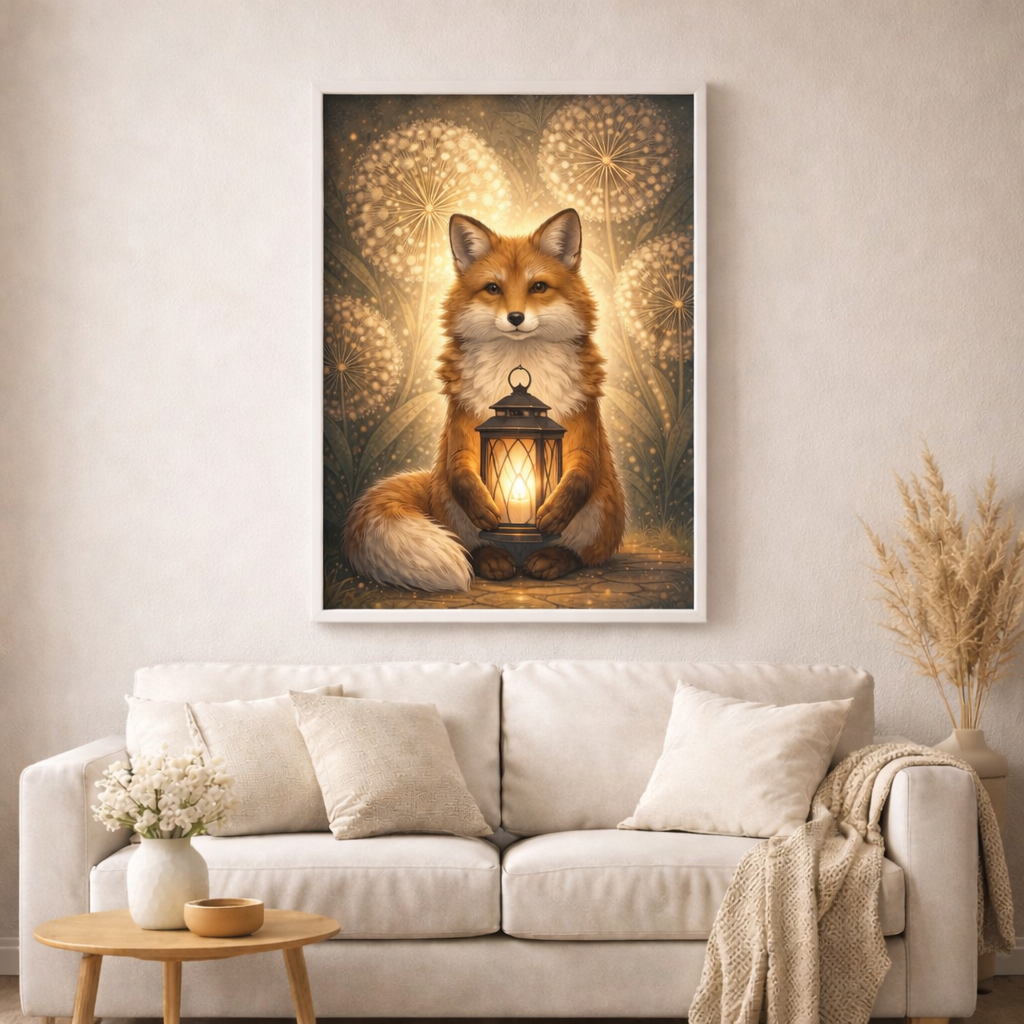 Nachtfuchs - Diamond Painting Kit - AI Artwork by Planetenparty 40x60cm (eckige Steine)