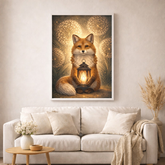 Nachtfuchs - Diamond Painting Kit - AI Artwork by Planetenparty 40x60cm (eckige Steine)
