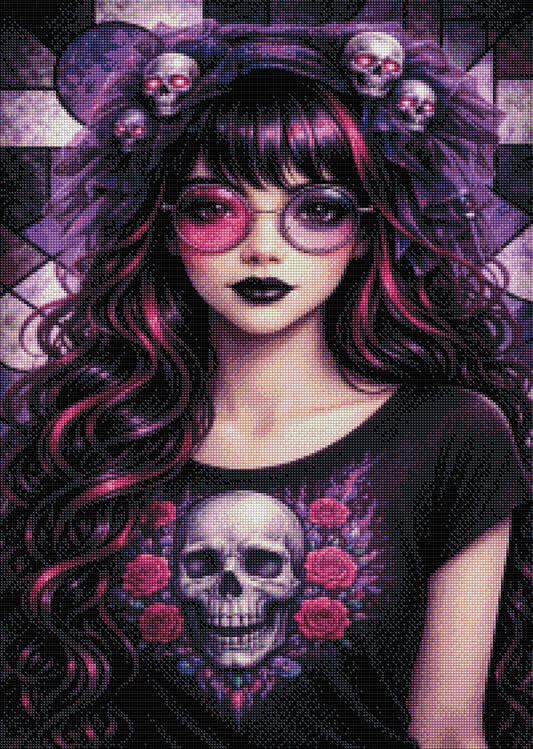 Purple Gothic - Diamond Painting Kit - AI Artwork by Planetenparty 50x70cm (eckige Steine)