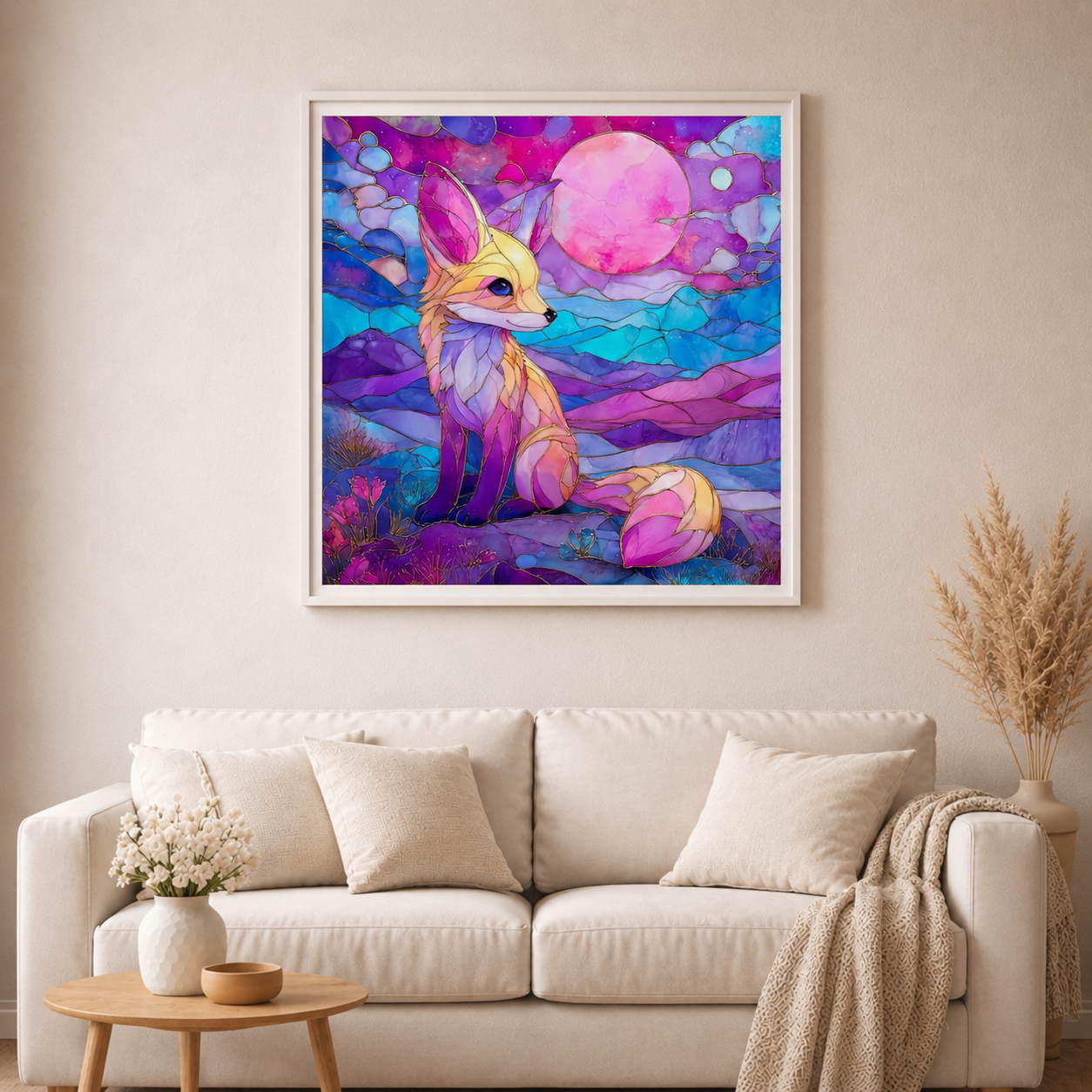 Traumfuchs Lunaria mit 100 Farben - Diamond Painting Kit -  Artwork by shiny_unicorn.ai 80x80cm (eckige Steine)