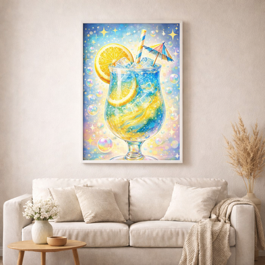 Zitronencocktail - Diamond Painting Kit - AI Artwork by Planetenparty 40x60cm (eckige Steine)